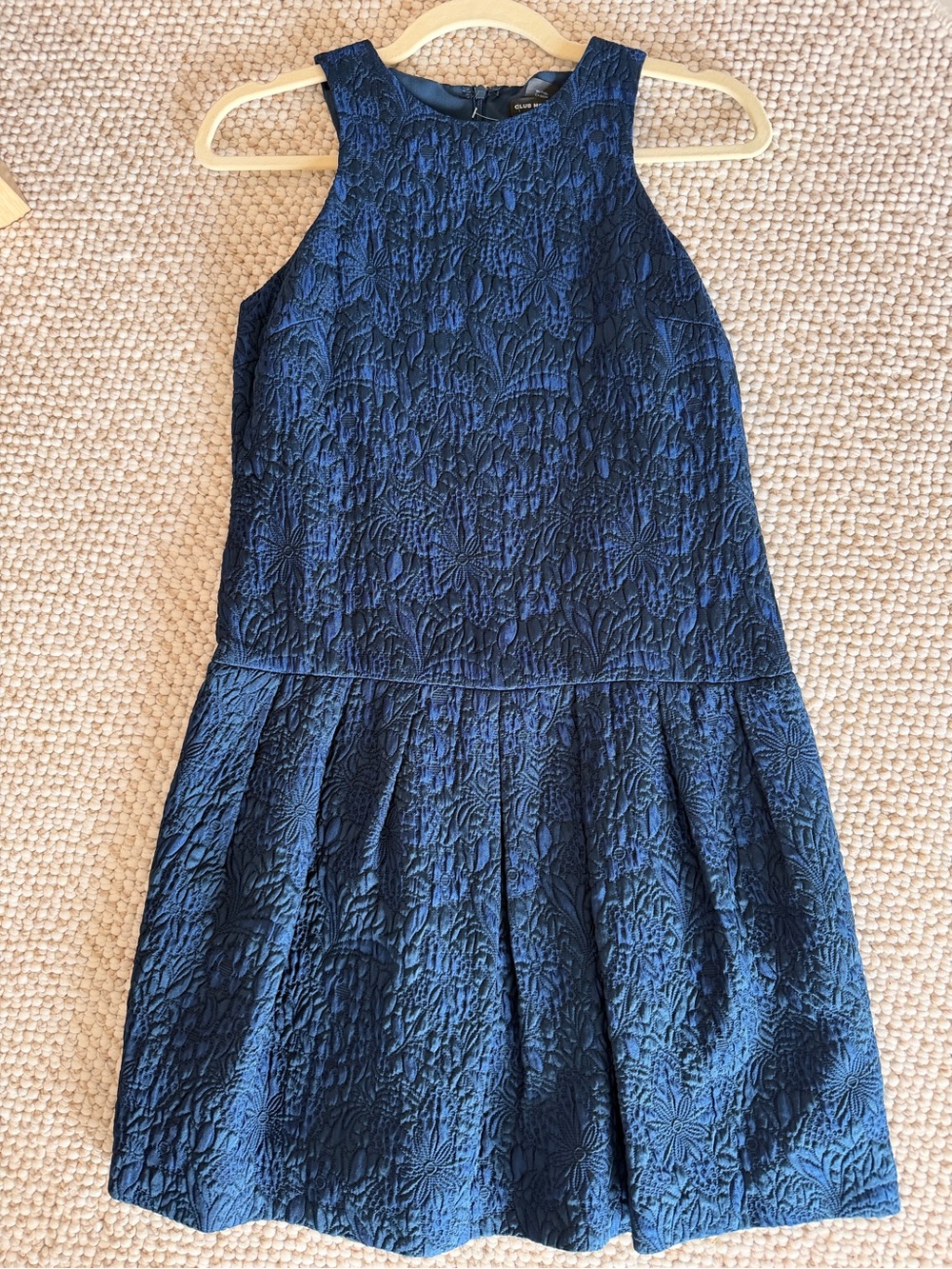 Club Monaco Jacquard Drop Waist Pleated Mini Dress
